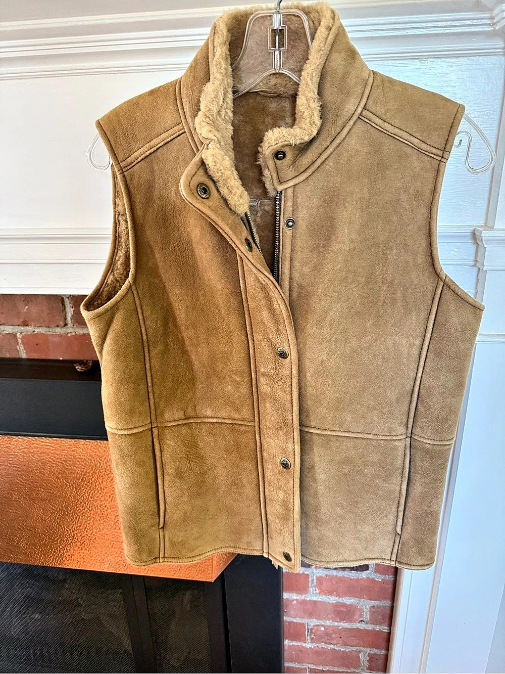 Brown Shearling Collar Vest